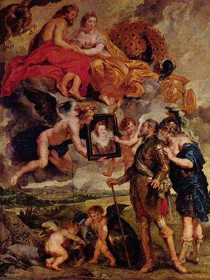 Peter Paul Rubens Heinrich empfangt das Portrat Maria de Medicis oil painting image